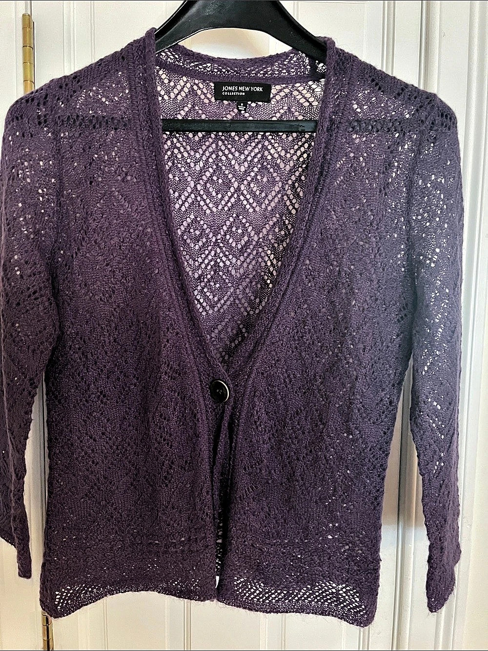 Jones New York Purple Lace-Knit Cardigan Size Small